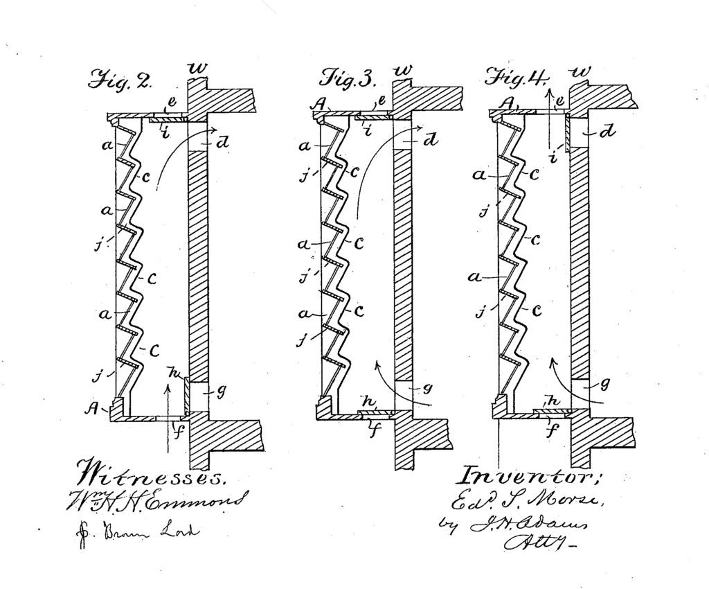 Historia del muro Trombe, sistema constructivo tradicional. Diseño Edward Morse patente 1881.